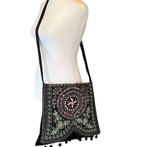 Boho Embroidered Beaded Crossbody Bag Festival Artisan Purse
